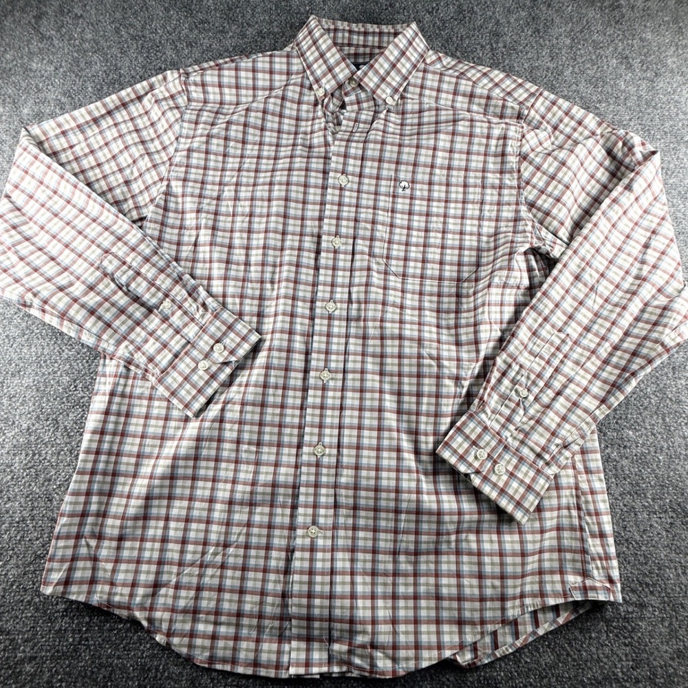 Southern Shirt Mens Large Plaid Button Down Long Sleeve Stretch Cotton Blend Red